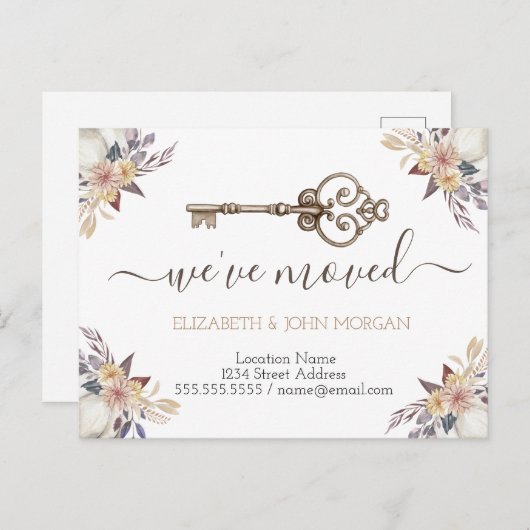 J'ai déplacé les fleurs de clé Nouveau Faire-part (Devant / Derrière)