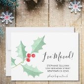 J'ai déplacé Watercolor Holly Faire-part Card