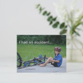 J'ai eu un accident. Carte postale Vélo Crash (Debout devant)
