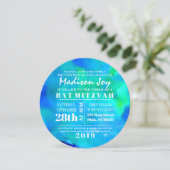 J'AI L'AQUA WATERCOLOR Invitation Bat mitzvah Rond (Debout devant)