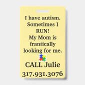 J'Ai L'Autisme Parfois Je M'EXÉCUTE - ID Badge App (Arrière)