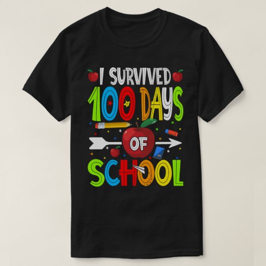 J'Ai Survécu À 100 Jours De T-Shirt Scolaire Heure (Design devant)