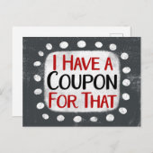 J'Ai Un Coupon Pour Cette Carte Postale (Devant / Derrière)