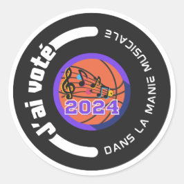 J'ai voté dans la Manie Musicale 2024 (noir) Ronde Sticker