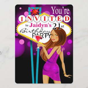 Jaidyn Las Vegas 21st Birthday Party paars Kaart