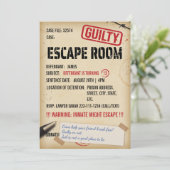 Jail Escape Room Anniversaire Invitation (Debout devant)