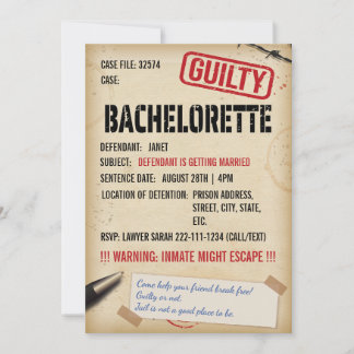 Jail Escape Room bachelorette Invitation