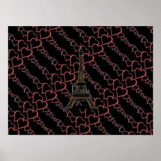 J'aime Affiche de la Tour Eiffel de Paris (Devant)