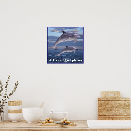 J'aime affiche des dauphins (Cuisine)