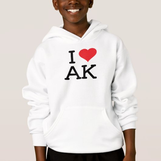 J'aime AK - coeur - sweat - shirt à capuche (Devant)