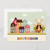J'aime Amsterdam Voyage Pays-Bas Carte postale (Devant / Derrière)
