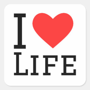 J'aime autocollant carré de vie