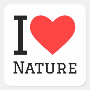 J'aime autocollant carré nature