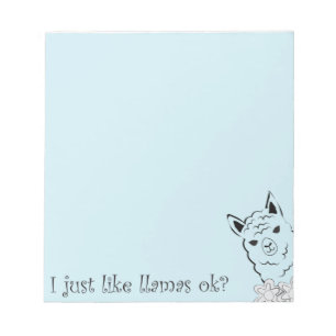 J'aime bien les lamas ok bloc-notes bleu