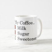 J'Aime... Café noir 2 édulcorants Café Mug (Devant droit)