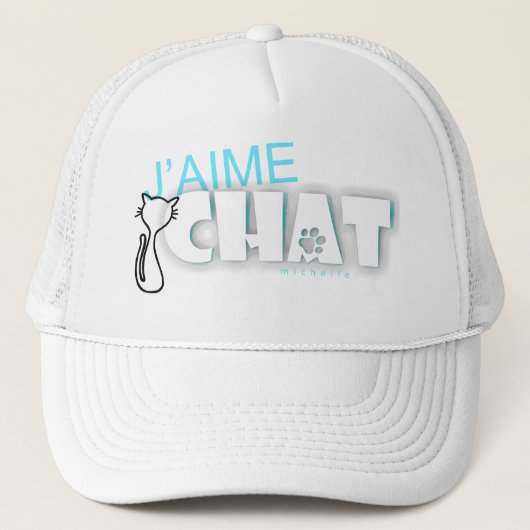 J'aime Chat avec Chat Trucker Hat Pet (Voorkant)