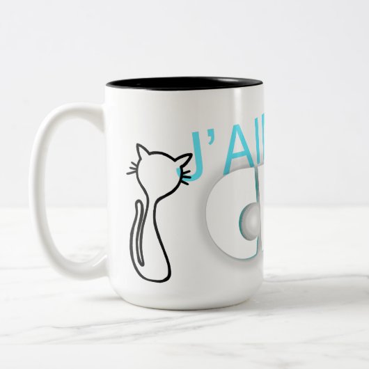 J'aime chat kist kist kist kast café tweekleurige koffiemok (Links)