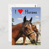 J'aime chevaux western cheval carte postale (Devant / Derrière)