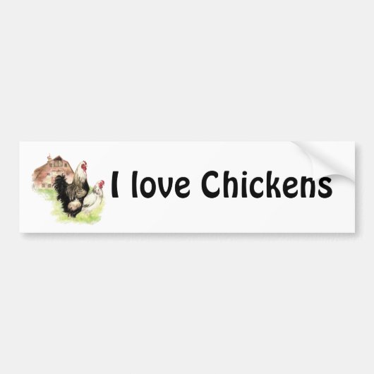 J'aime Chickens, Poulets et Sticker de protection (Devant)
