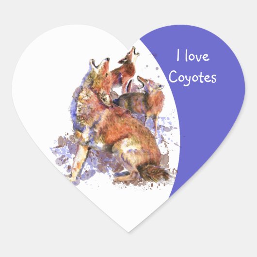 "J'aime Coyotes, Animal avec Sticker Coeur de Coeu (Devant)