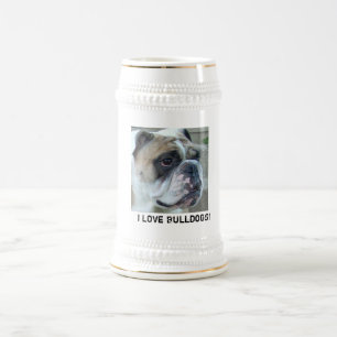 J'aime des bouledogues ! Tasse de Stein de bière