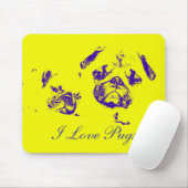 J'aime des carlins, tapis de souris (Avec souris)