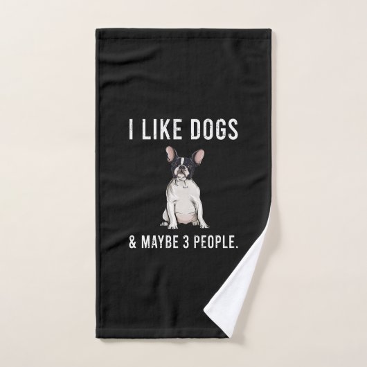 j'aime French bulldog et peut-être 3 personnes cad (Serviette à main)