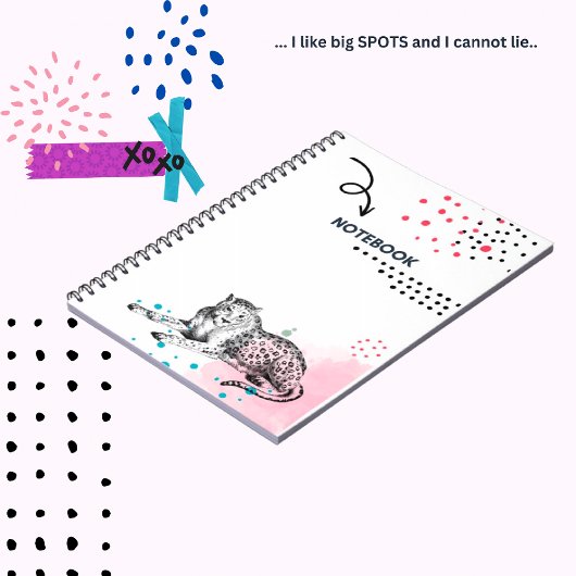 J'aime grand cahier tacheté léopard