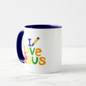 J'aime Jésus/Jésus m'aime tasse de café (Devant gauche)