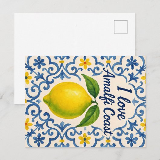J'aime la côte d'Amalfi – Carte postale calligraph (Devant / Derrière)