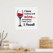 J'aime la cuisine avec le vin Poster (Cuisine)
