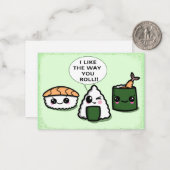 J'Aime La Façon Dont Vous Roulez Carte Sushi Kawai (Devant/Arrière en situation)