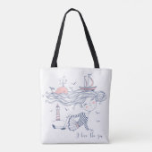 J'aime la mer Whimsical Sac fourre-tout nautique (Dos)