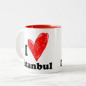J'aime la Mug à café à deux tons d'Istanbul (Devant gauche)