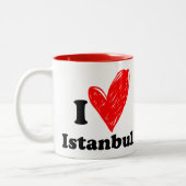 J'aime la Mug à café à deux tons d'Istanbul (Gauche)