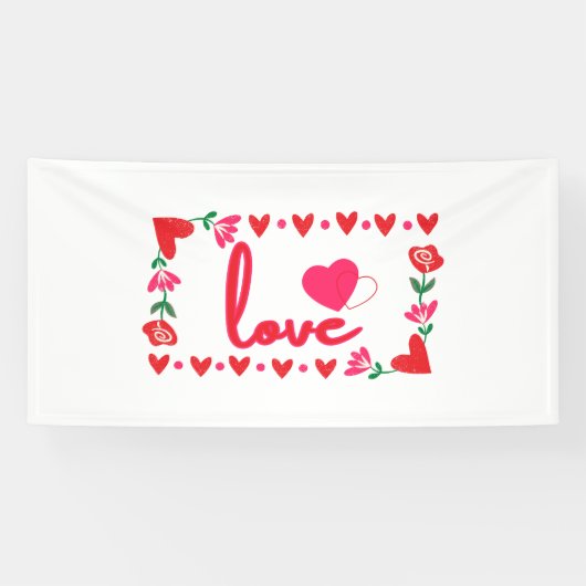 J'aime la Saint-Valentin Bannière en vinyle 4x8 (Horizontal)