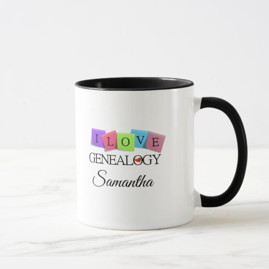 J'aime la tasse d'arbre généalogique de généalogie (Droite)