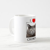 "J'aime" la tasse de café chinoise de chat (Devant gauche)