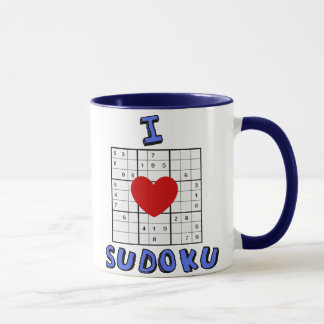 J'aime la tasse de café de puzzle de Sudoku de