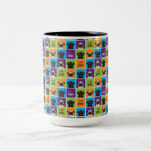 J'aime la tasse de ton des carrés deux de couleur (Centre)