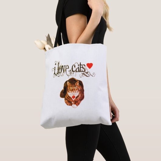 J'aime l'art d'original de sac fourre-tout à chats (De près)