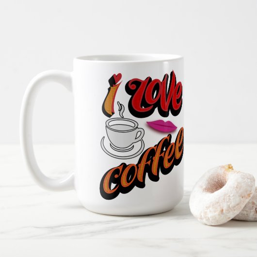 "J'aime le café" tasse à café (Avec donut)