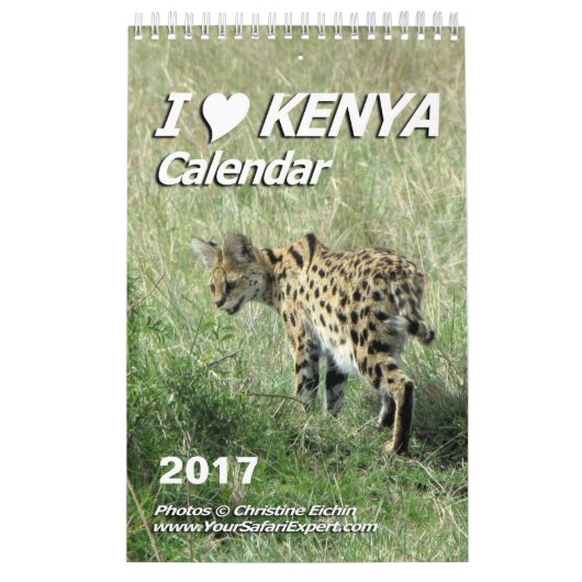 J'AIME le calendrier du KENYA (d'une seule page) (Protection)