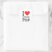 J'aime le carré pop de puissance autocollant (Sac)