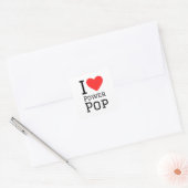 J'aime le carré pop de puissance autocollant (Enveloppe)