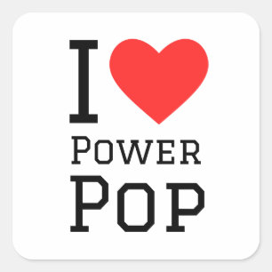 J'aime le carré pop de puissance autocollant