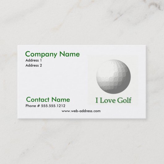 J'aime le carte de visite de golf (Devant)