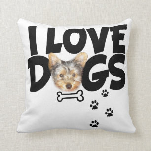J'aime le chien : coussin