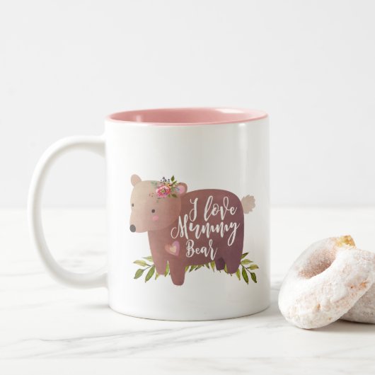 j'aime le jour de mères mignon de tasse d'ours de (Avec donut)