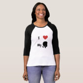 J'aime le mon pour 3/4 T-shirt de douille (Devant entier)